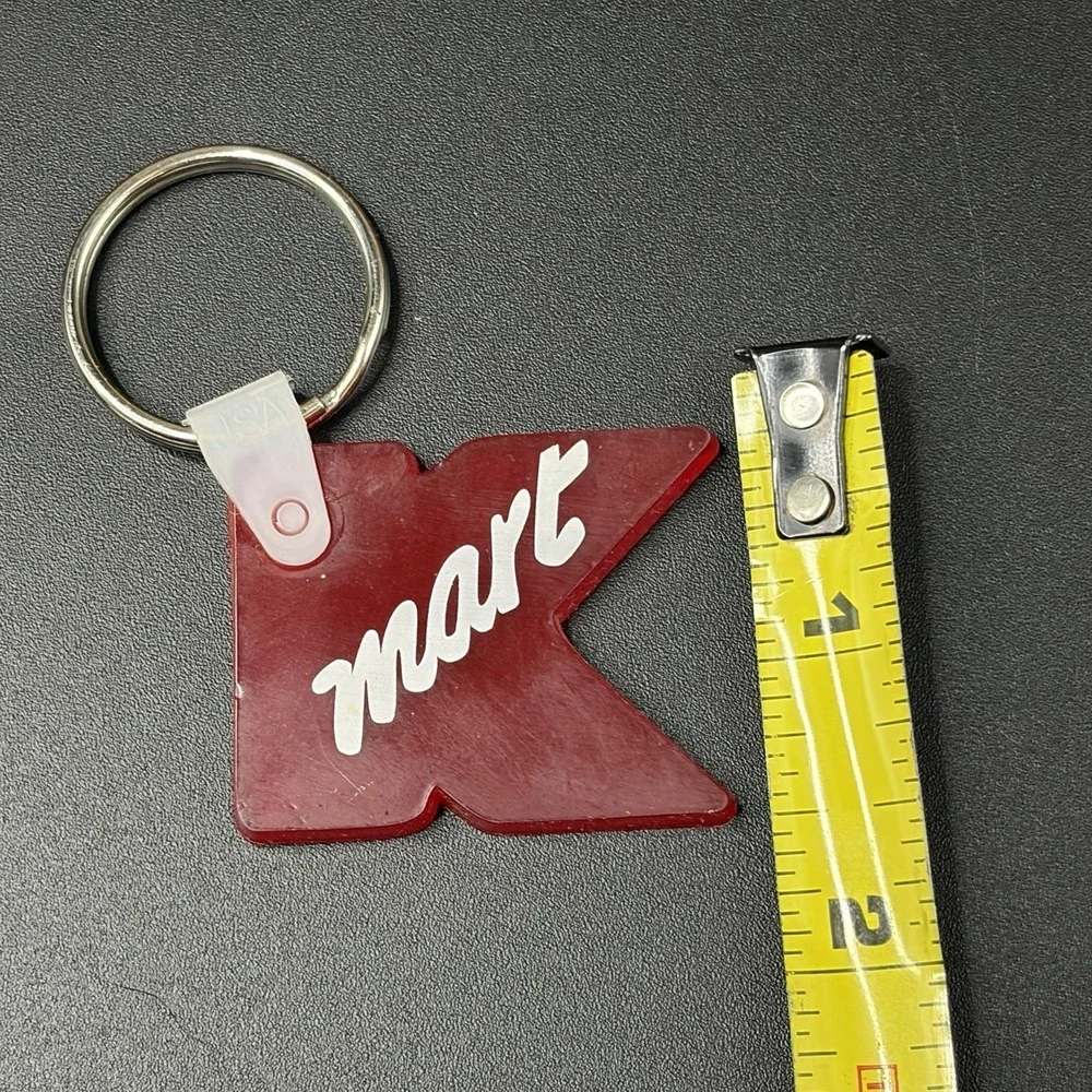 Vintage Kmart Red Acrylic K Logo Keychain 1990s Retail Store Promo Collectible